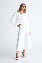 Styleboom X Peraluna Kathy Blazer Çelik Örgü Crop Kruvaze Blazer Kadın Triko Ceket - Ekru