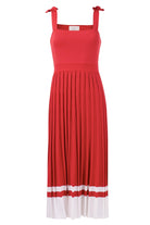 Peraluna-Styleboom X Kelly Dress Askılı Bağlama Detaylı Rahat Kesim Midi Boy Yazlık Kadın Triko Elbise Kırmızı-Elbise-8-Milagron.com