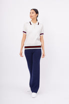 Styleboom X Peraluna Liza Blouse Polo Yaka Kadın Triko Bluz - Ekru