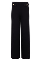 Peraluna-Styleboom X Marlene Trouser Düğme Detaylı Rahat Kesim Kadın Triko Pantolon Siyah-Pantolon-9-Milagron.com