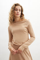 Peraluna-Styleboom X Mayfair Dress Yaka Büzgü Detaylı Tek Omuz Açık Kadın Triko Elbise-Elbise-4-Milagron.com