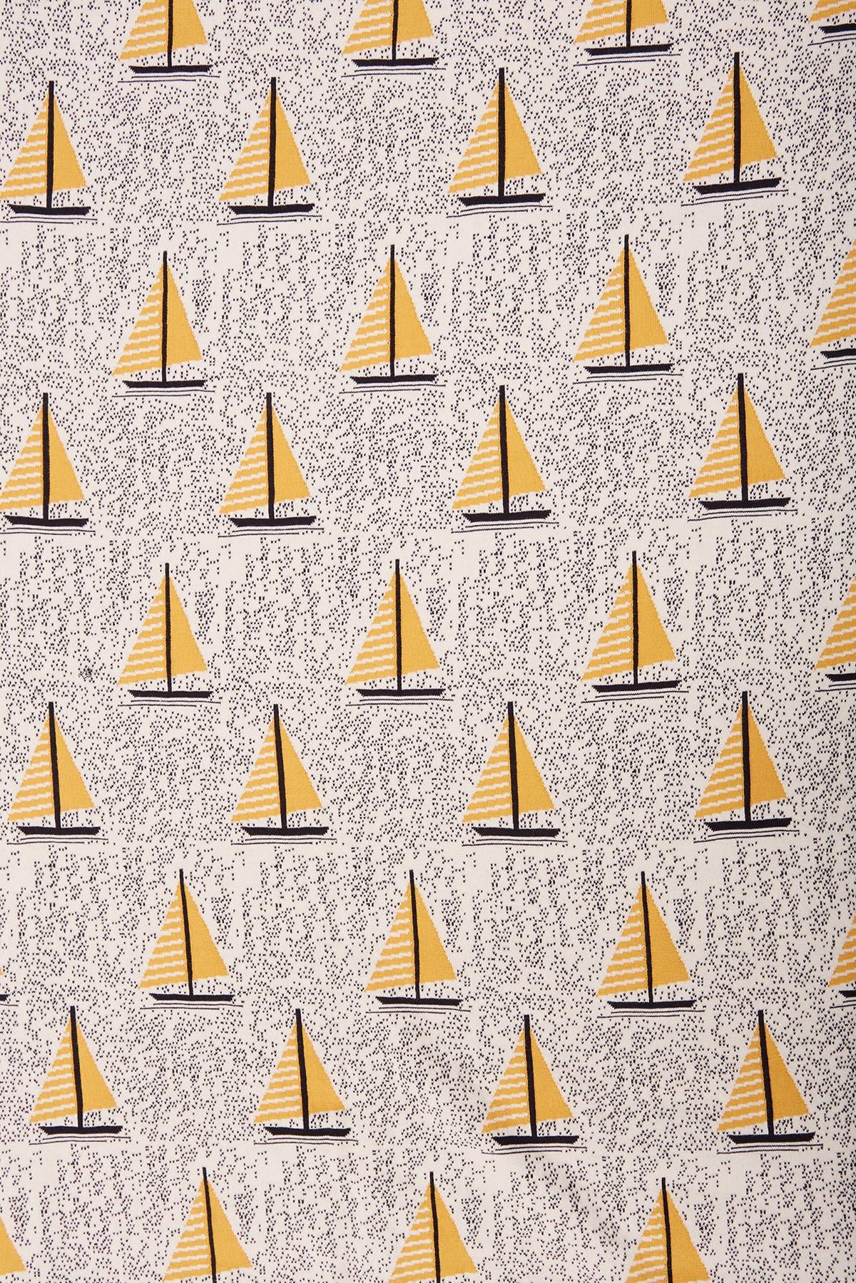 Peraluna Summer Sailing Beach Towel Jakarlı Pamuklu Plaj Örtüsü - Ekru/Multi