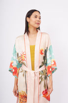 Peraluna-Summer Time Long Ki̇mono Yaz Desenleri Baskılı Uzun Saten Kadın Kimono Çok Renkli-Kimono-2-Milagron.com
