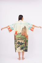Peraluna-Summer Time Long Ki̇mono Yaz Desenleri Baskılı Uzun Saten Kadın Kimono Çok Renkli-Kimono-7-Milagron.com