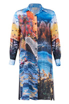 Peraluna-Sweet Memories Long Shirt Dress Manzara Baskılı 120 Cm Saten Uzun Gömlek Elbise-Elbise-8-Milagron.com