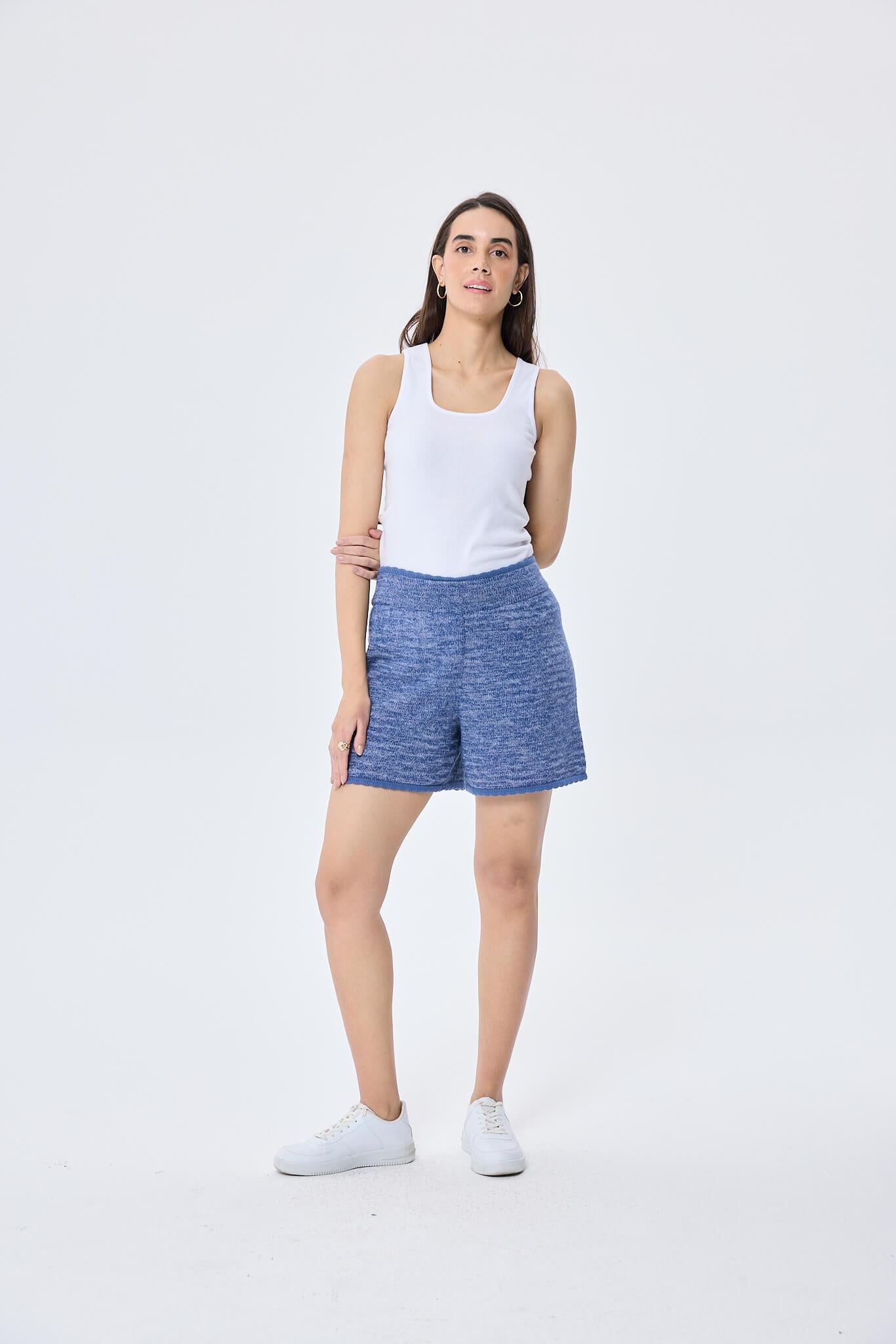 Peraluna-Sweetheart, Yazlık Kadın Triko şort Denim Mix-Şort-2-Milagron.com