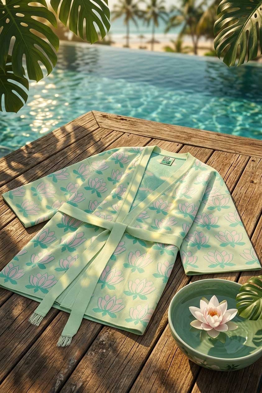 Peraluna Urban Lotus Kimono, İNce Yazlık Kadın Kimono - Mint Multi