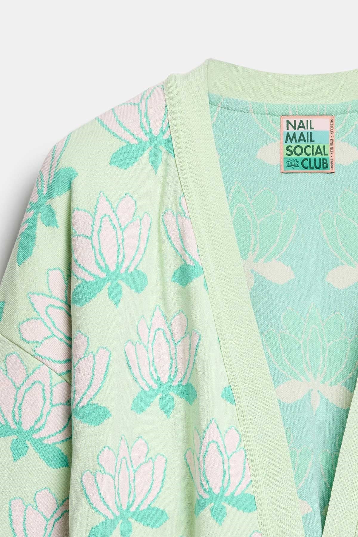Peraluna Urban Lotus Kimono, İNce Yazlık Kadın Kimono - Mint Multi