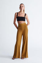 Peraluna-Viola Trousers Ribana Örgü Bel Lastikli Kadın Triko Pantolon -Pantolon-1-Milagron.com