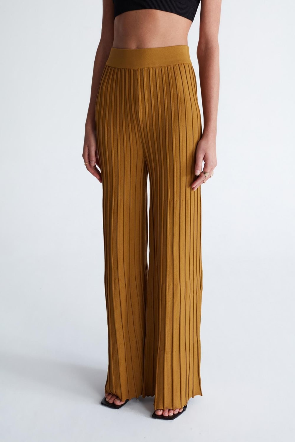 Peraluna-Viola Trousers Ribana Örgü Bel Lastikli Kadın Triko Pantolon -Pantolon-3-Milagron.com