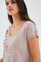 Peraluna-Yazlık Boncuk İşlemeli İnce Elbise Bej-Elbise-3-Milagron.com