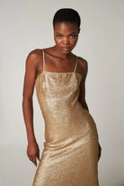 Petra Petrova-Ariel Gold Pullu Uzun Elbise-Elbise-3-Milagron.com