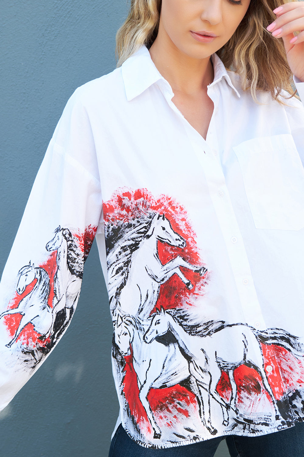 Petra Petrova-At Desenli El Çizimi Gömlek-Gömlek-1-Milagron.com