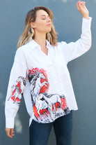 Petra Petrova-At Desenli El Çizimi Gömlek-Gömlek-3-Milagron.com