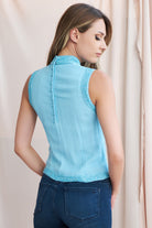 Petra Petrova-İşlemeli Kolsuz Mavi Blüz-Bluz-3-Milagron.com