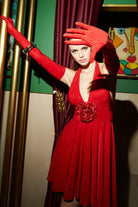 Kırmızı Taşlı Uzun Eldiven - 2