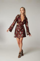 Petra Petrova-Kırmızı Payetli Uzun Kollu Mini Elbise Lera-Elbise-1-Milagron.com