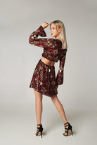 Petra Petrova-Kırmızı Payetli Uzun Kollu Mini Elbise Lera-Elbise-4-Milagron.com