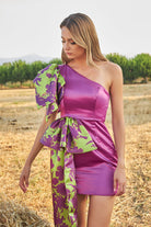 Petra Petrova-Tek Omuzlu Fuşya Mini Abiye Lora-Elbise-2-Milagron.com