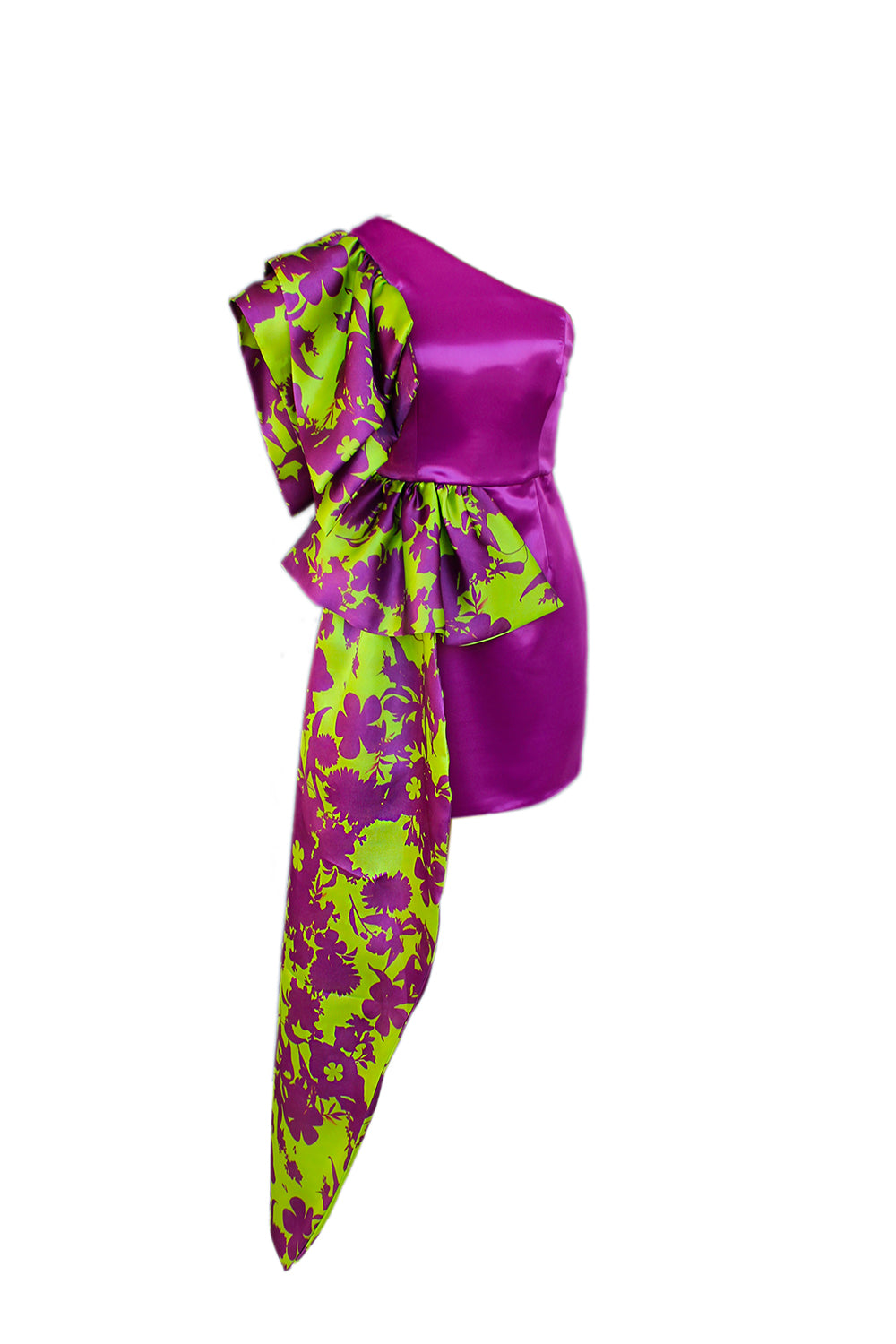 Petra Petrova-Tek Omuzlu Fuşya Mini Abiye Lora-Elbise-8-Milagron.com