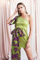 Petra Petrova-Tek Omuzlu Yeşil Mini Abiye Lora-Elbise-1-Milagron.com