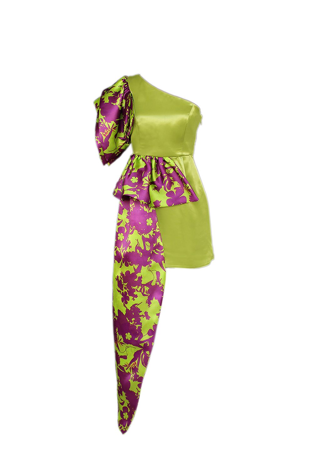 Petra Petrova-Tek Omuzlu Yeşil Mini Abiye Lora-Elbise-5-Milagron.com