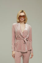 Pembe Kadife Taşlı Ceket Angel - 1