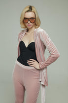 Pembe Kadife Taşlı Ceket Angel - 3