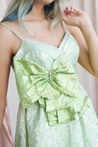 Petra Petrova-SORUNLU - Fiyonk Detaylı Yeşil Balon Elbise-Elbise-2-Milagron.com