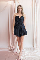 Petra Petrova-Siyah Drapeli Mini Elbise-Elbise-2-Milagron.com