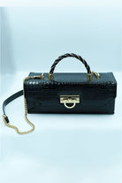 Petra Petrova-Si̇yah Krokodil Baskılı Kutu Çanta-El Çantası-1-Milagron.com