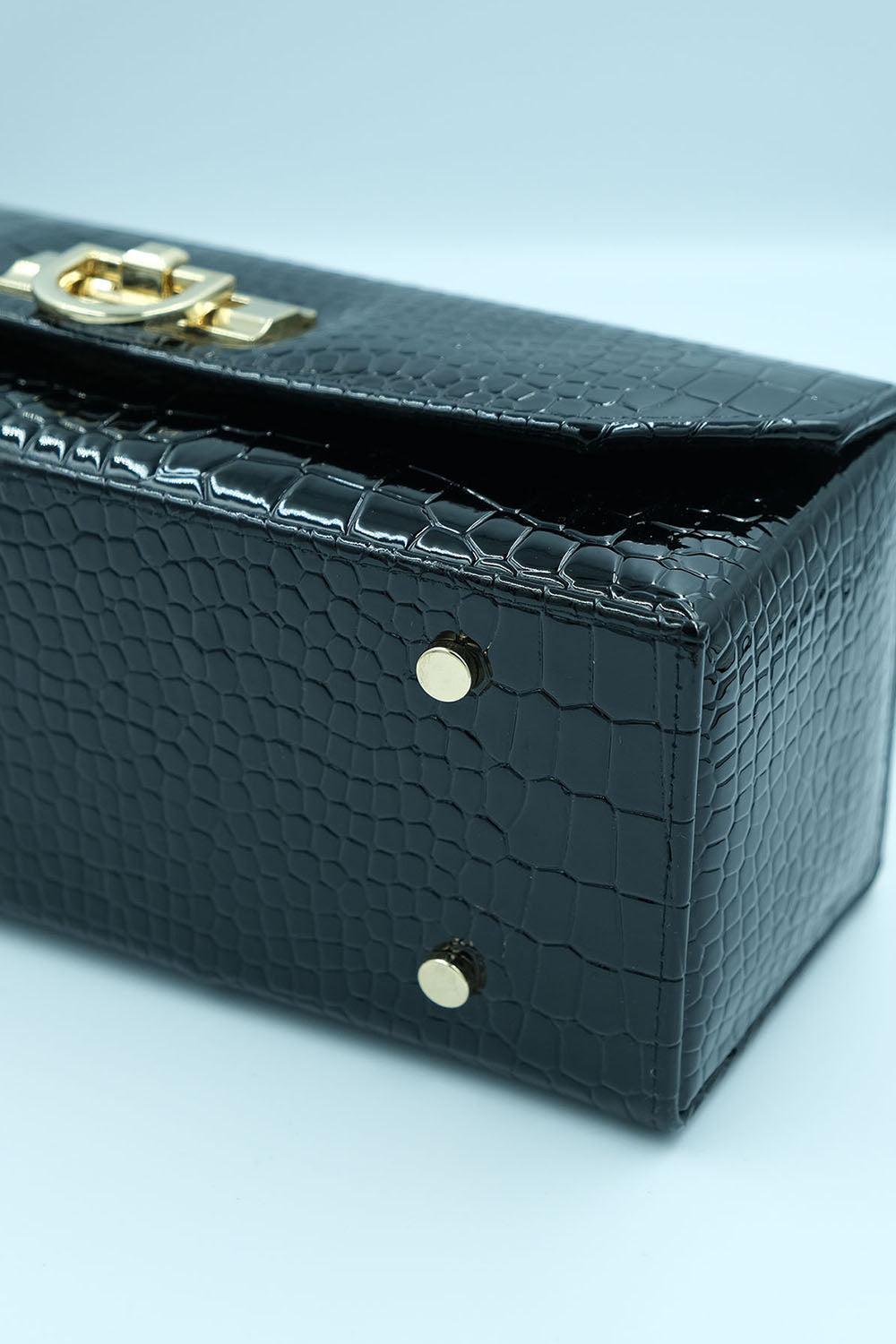 Petra Petrova-Si̇yah Krokodil Baskılı Kutu Çanta-El Çantası-5-Milagron.com