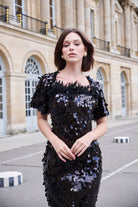 Petra Petrova-Siyah Otrişli Payetli Elbise Ve Bolero Takım Ariel-Elbise-1-Milagron.com