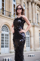 Petra Petrova-Siyah Otrişli Payetli Elbise Ve Bolero Takım Ariel-Elbise-6-Milagron.com