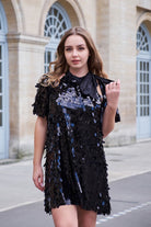 Petra Petrova-Siyah Payetli Mini Elbise Alexis-Elbise-4-Milagron.com