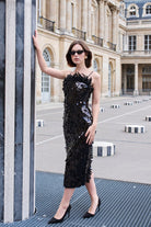 Petra Petrova-Siyah Payetli Otrişli Elbise Ariel-Elbise-2-Milagron.com