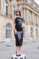 Petra Petrova-Siyah Payetli Otrişli Elbise Ariel-Elbise-4-Milagron.com