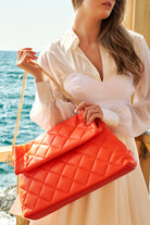 Petra Petrova-Turuncu Büyük Kapitone Çanta-Omuz Çantası-3-Milagron.com