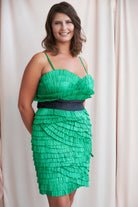 Petra Petrova-Yeşil Pilise Detayli Kalem Elbise-Elbise-2-Milagron.com