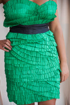 Petra Petrova-Yeşil Pilise Detayli Kalem Elbise-Elbise-3-Milagron.com