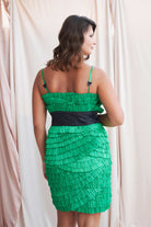 Petra Petrova-Yeşil Pilise Detayli Kalem Elbise-Elbise-4-Milagron.com