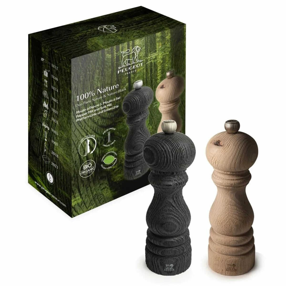 Peugeot Nature %100 Ahşap Duo Karabiber Ve Tuz Değirmeni 18 Cm
