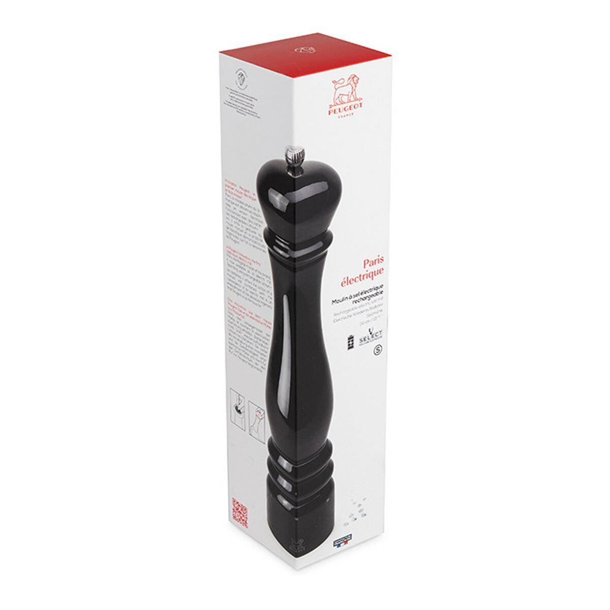 Peugeot Paris Tuz Değirmeni Siyah Lake Pilli U 34 Cm