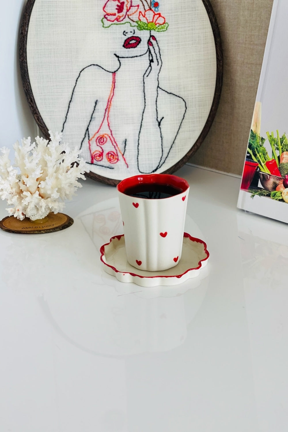 Flower Mini Kahve Bardağı ve Tabağı  - 1