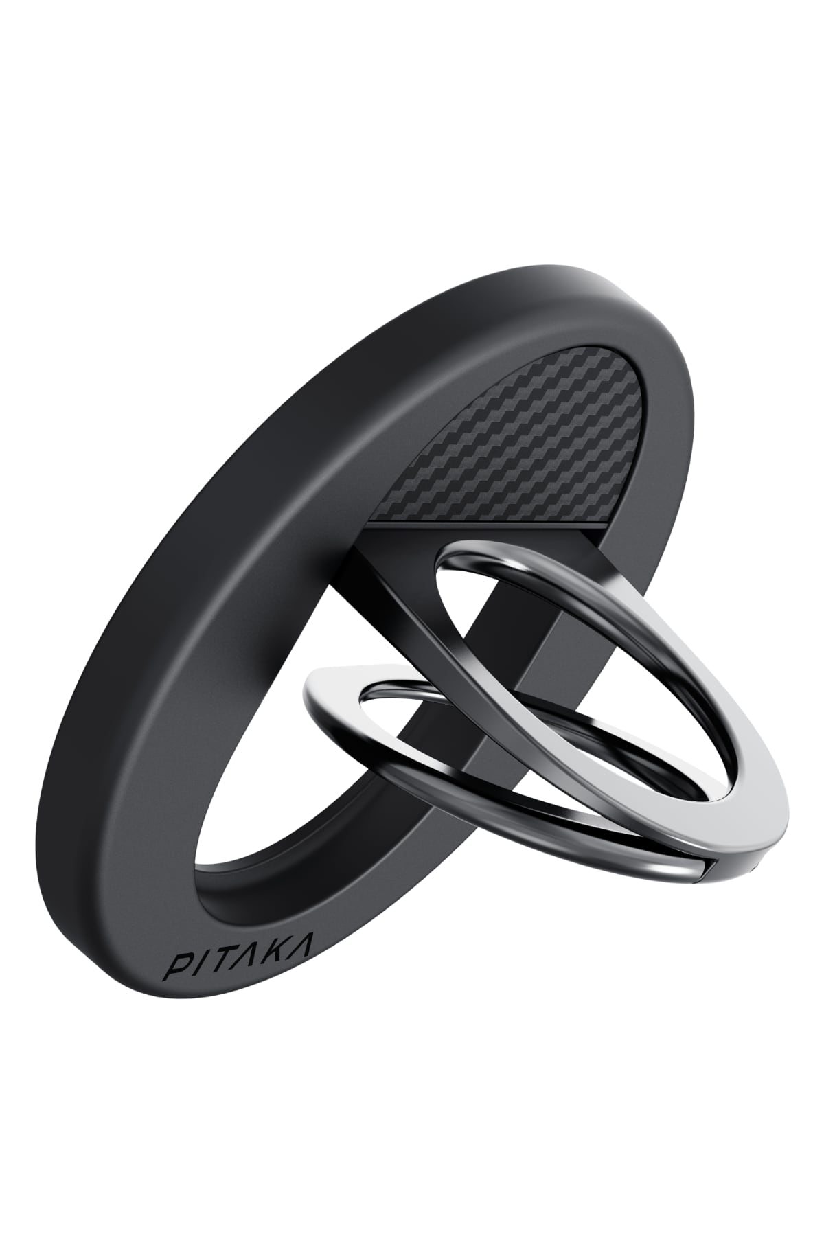 Aramid Fiber 600D Magez Grip 3 Magsafe Magnetik Ring Stand Telefon Tutucu Siyah