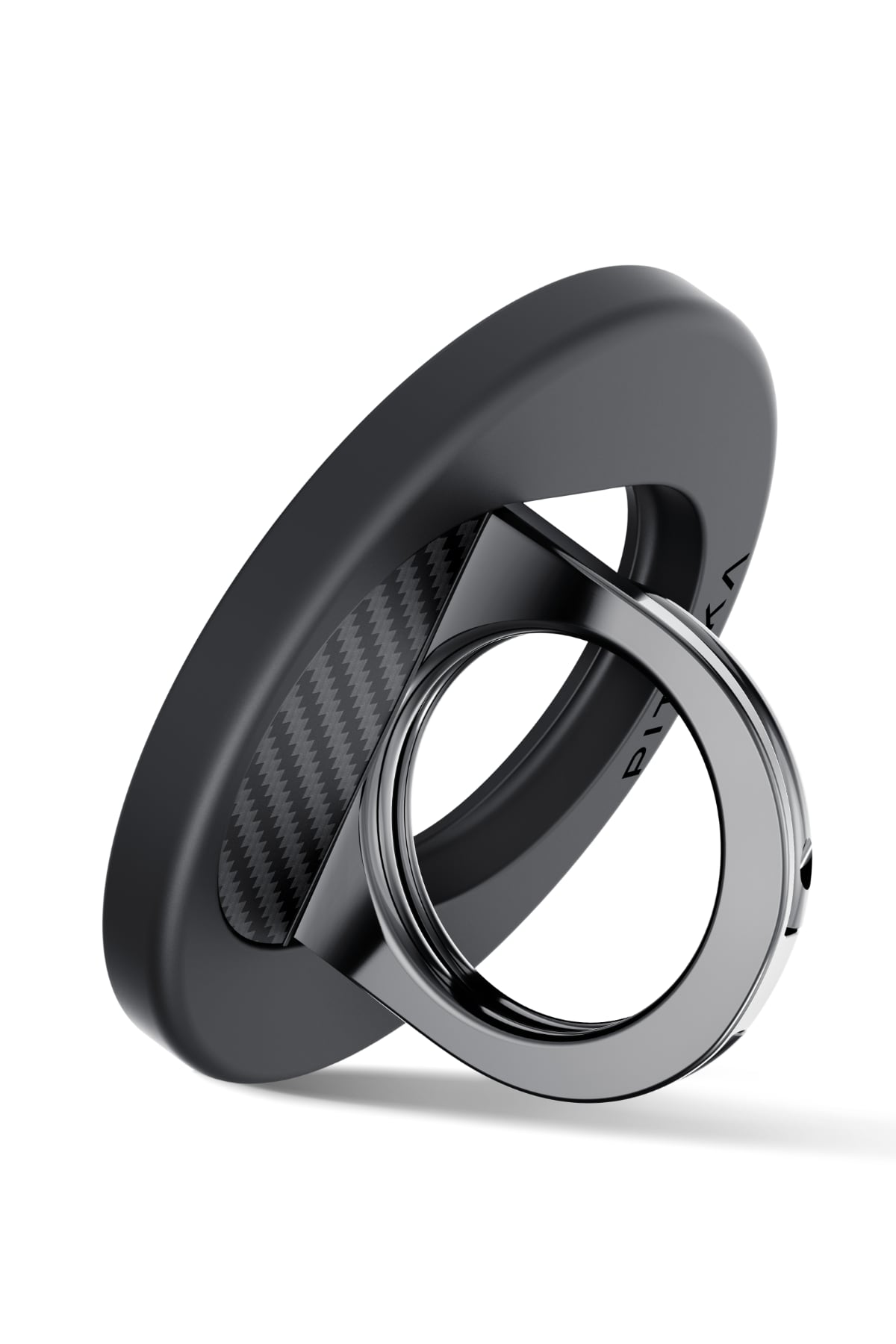 Aramid Fiber 600D Magez Grip 3 Magsafe Magnetik Ring Stand Telefon Tutucu Siyah