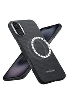 Classic Ultra Slim Iphone 16 Magsafe Uyumlu Aramid Fiber Kılıf Siyah