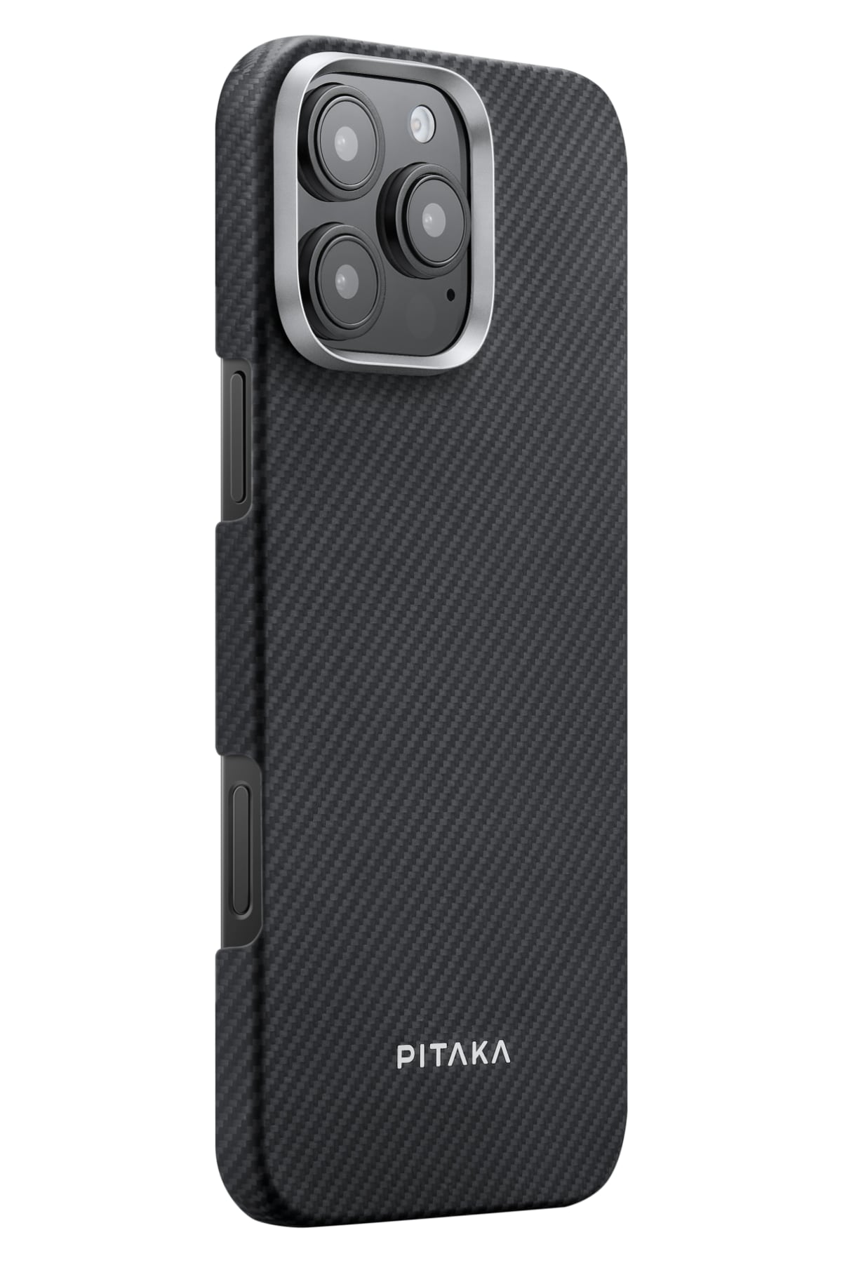 Classic Ultra Slim Yüzük Standlı Iphone 16 Pro Max Magsafe Uyumlu 600D Aramid Fiber Kılıf Siyah