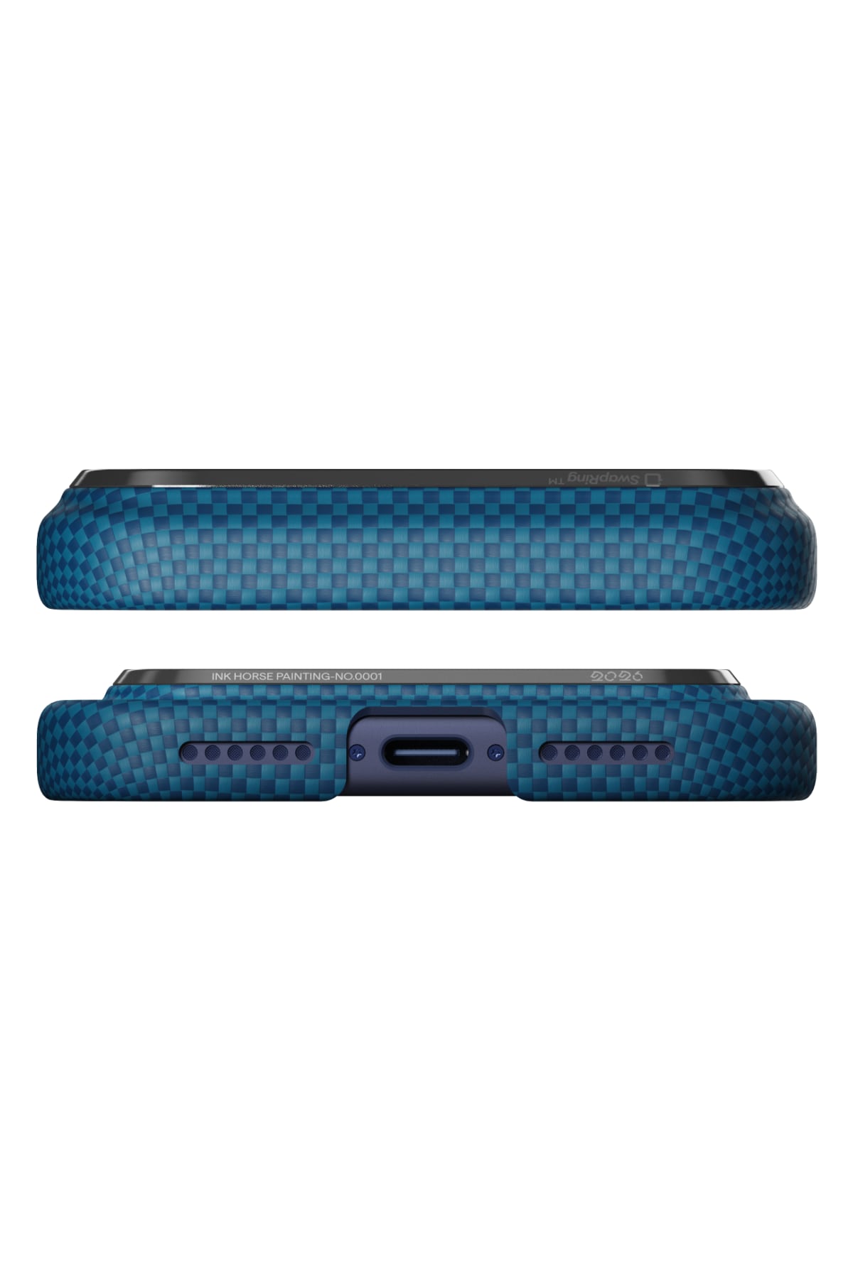 Horse Painting Iphone 17 Pro Max Magsafe Uyumlu Aramid Fiber Kılıf Azure Green