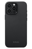 New Military-Grade Iphone 16 Pro Magsafe Uyumlu Aramid Fiber Kılıf Siyah
